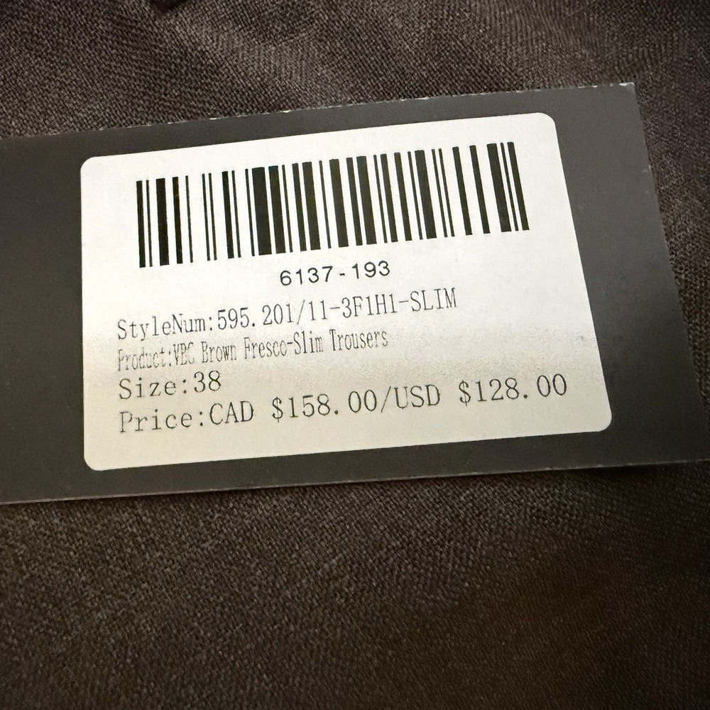 NWT Spier & Mackay Mens Wool Dress Pants Brown Slim Trousers 38x37 Unhemmed - Picture 3 of 7